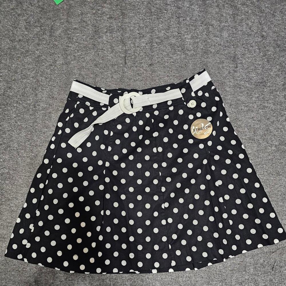 White Stag Vintage Polka Dot Skort Pleated Black White Belted Y2K Size 8